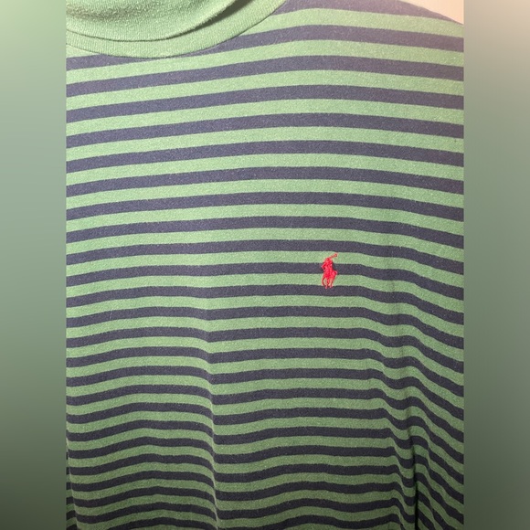 Vintage striped Polo Ralph Lauren turtleneck , green UNISEX  MEDIUM - Picture 2 of 4